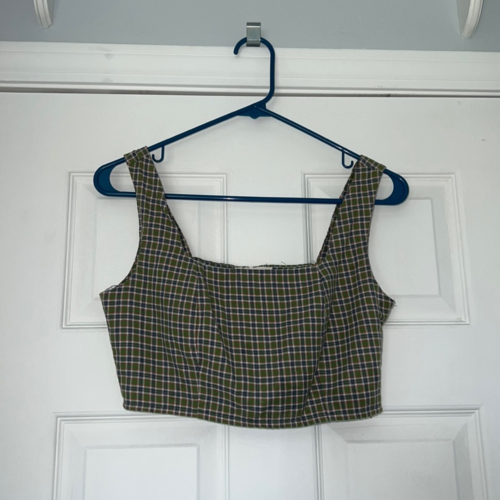 Pacsun Green Plaid Crop top